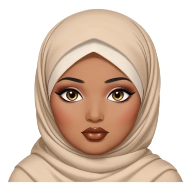 big plus size, medium deep skin, baddie,pretty, makeup, lipgloss, black eyeliner, loose hijab 
 sticker