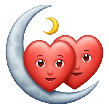 Heart and moon emoji sticker