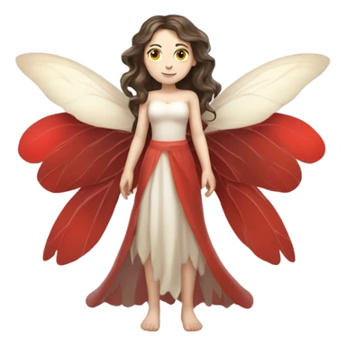 Pale skin, brunette fairy woman with red wings full body sticker