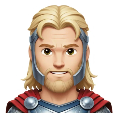 Cinematic Realistic Thor Portrait, head tilted playfully and inquisitively, showcasing his robust form and a warm, disarming smile. His expressive eyes and detailed armor are captured with lifelike clarity, as soft natural highlights reveal a side of the mighty god that is both approachable and full of mirth. sticker