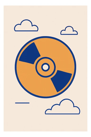 flat illustration style CD disk in blue and orange colors sticker