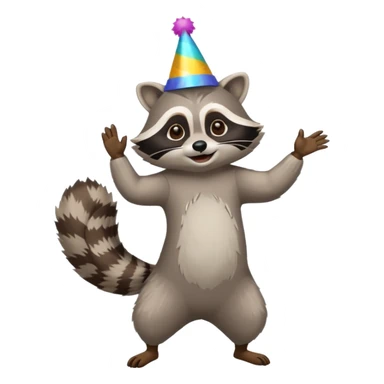 a full body raccoon celebrating / dancing  sticker