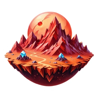 crystal mars planet, surface covered in glowing crystals mountains and dust sticker