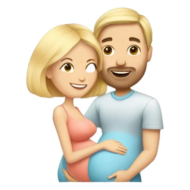 Pregnant blonde with a bob with brown haired husband sticker