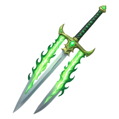 sword burning green flame sticker