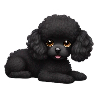 black toy poodle small girl fluffy dog sticker