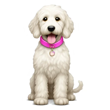 White goldendoodle with pink collar  sticker