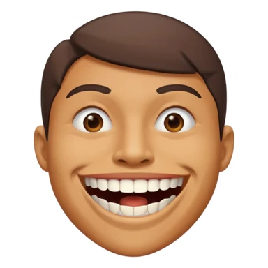 Smiling with teeth out and the teeth cover mouth and is sharp like triangles sticker