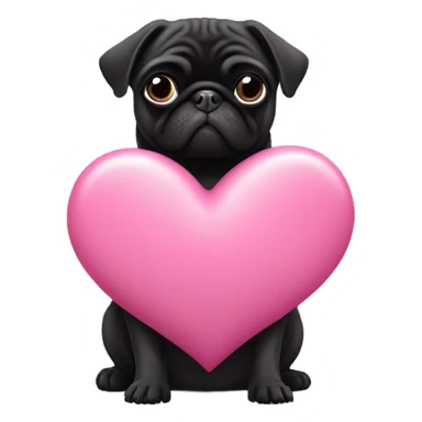 Black pug in a pink heart sticker
