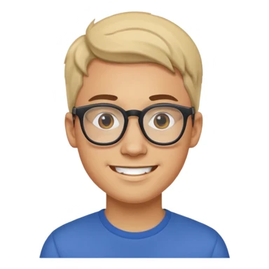 a man in his early 20s wearing glasses for a tech company, his job is marketer, extroverted sticker