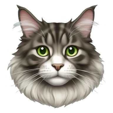 Maine Coon cat with forest color and white chin and green eyes sticker