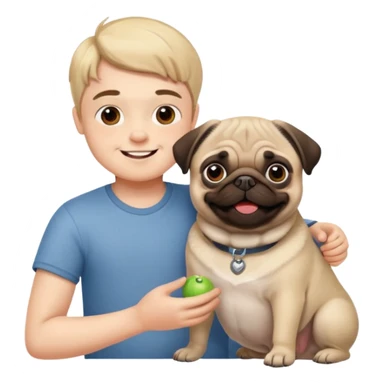 Make a pug and a boy playing  sticker