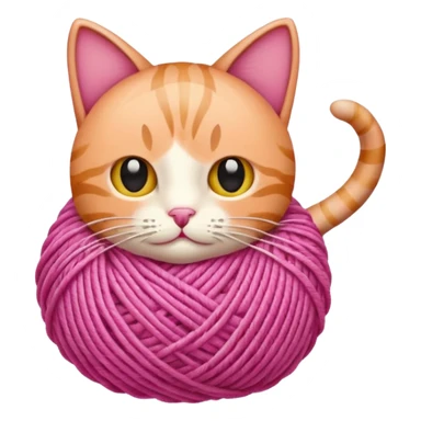 ball of yarn, pink, cat sticker