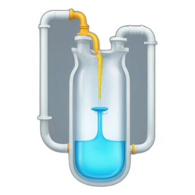 A siphon emoji consists of two containers, one higher than the other, connected by a tube. Liquid flows from the higher container to the lower one, representing the operation of a siphon sticker
