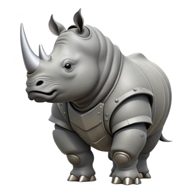 cinematic-rhino-full-body-standing-emoji,-massive-armored-body-poised-powerfully,-thick-horn-curving-slightly-forward,-head-tilted-dramatically,-rough-grey-hide-covered-in-dust,-simplified-focused-features sticker