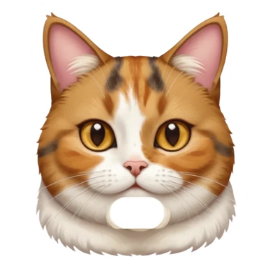 torbie and white cat with small head, hazel eyes, and short but chubby body sticker