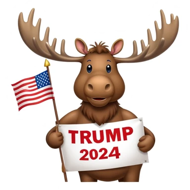 Moose with a trump 2024 banner sticker