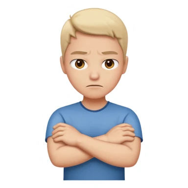 upset face with arms crossed sticker