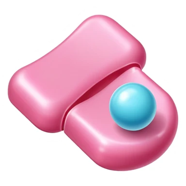 a piece of chewing gum, pink bubble gum, candy sticker