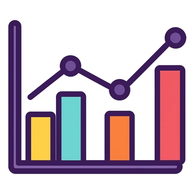 A structured data icon representing a graph, clean and modern design, suitable for digital interfaces, purple as main color. sticker