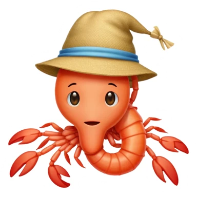 Shrimp with a hat sticker