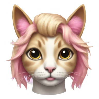 Unicorn cat with a high fashion mullet that’s pink sticker