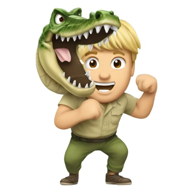 exited Steve Irwin boxing a crocodile sticker