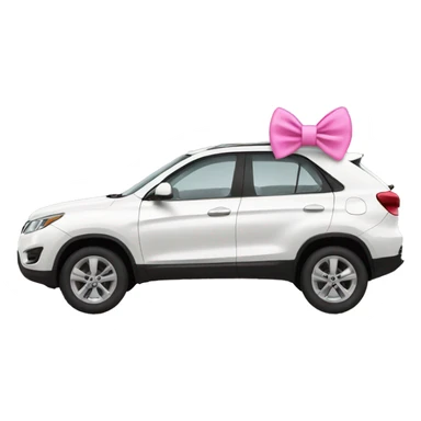 White crossover car with pink bow sticker