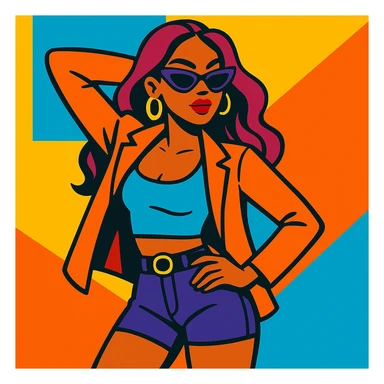 hot girl, modern fashion, confident pose, stylish, vibrant colors sticker