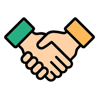 handshake emoji, professional style, green white and gold color scheme, bold and clear, suitable for digital use, no background sticker