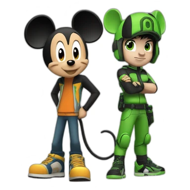 Mikey mouse with ben 10 sticker