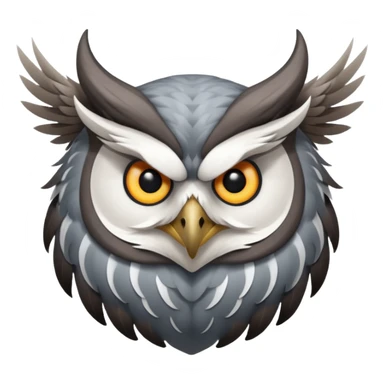 flying owl with demon horns sticker