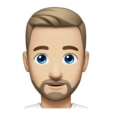 A slavic guy with blue eyes, light skin, shaved dark hair under 0.5, thin beard, white T-shirt, silver earring piercing with cross on left ear. sticker