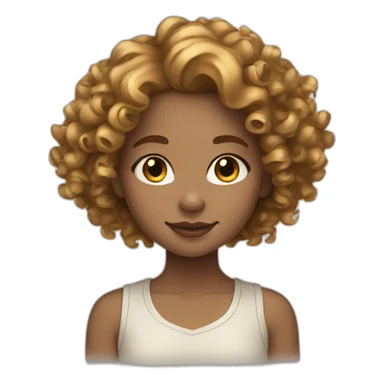 girl with light brown curly hair with golden curlies sticker