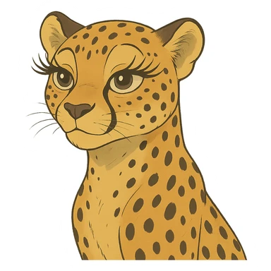 cheetah with dramatic eyelashes ghibli style sticker