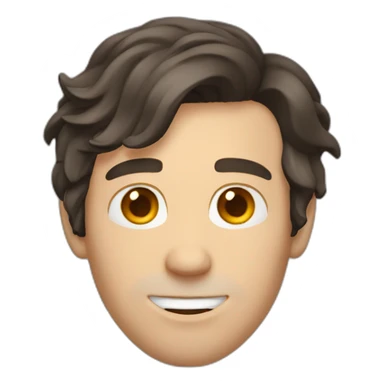 shaved white man with messy mid long dark brown hair sticker