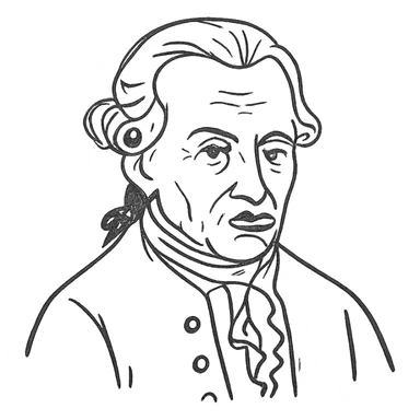 black outline sketch of the famous portrait of philosopher Immanuel Kant, no fill, only outlines, hand-drawn style sticker