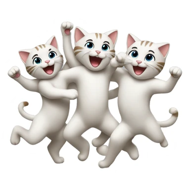 6 happy cats dancing together sticker