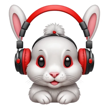 Rabbit wearing ribbon and headphone sticker