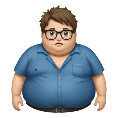 Hombre nerd obeso mórbido con la barriga saliendo de la camisa sticker