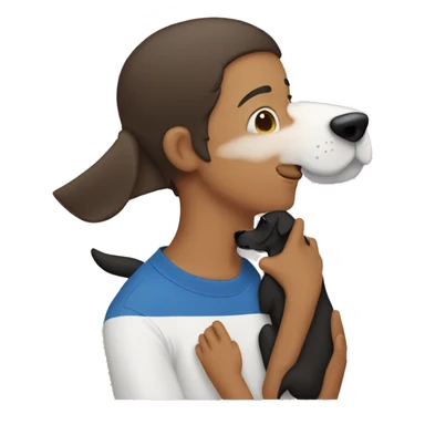 Boy and a dog kissing sticker