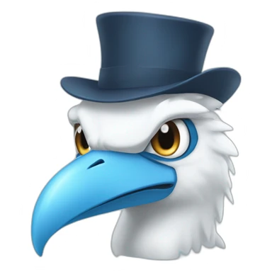 Crazy funny Articuno head with human white teeth and beautiful smile wearing glasses and hat sticker