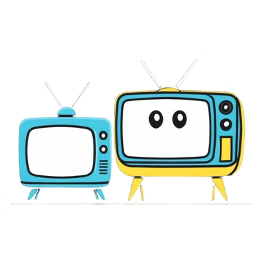 a TV man with static on the screen, playful style sticker