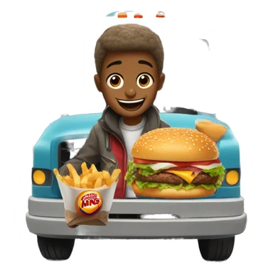 boy enjoying food with burger king crown on truck sticker