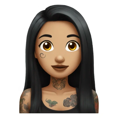 beautiful girl with tattoos, with long black hair sticker