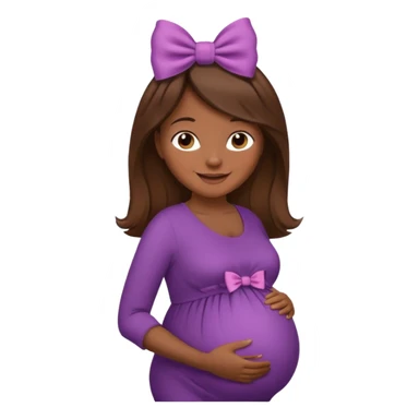 pregnant woman, brown hair, dark skin, bow in hair sticker