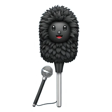 boom fluffy microphone with stick sticker