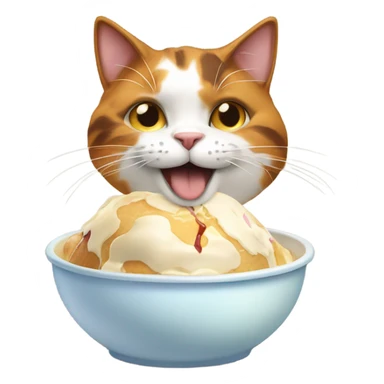 Calico cat eating ice cream sticker
