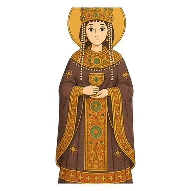 Empress Theodora in ornate Byzantine robes and crown sticker