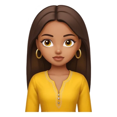 a pretty bratz dusky girl with yellow kurti on sticker